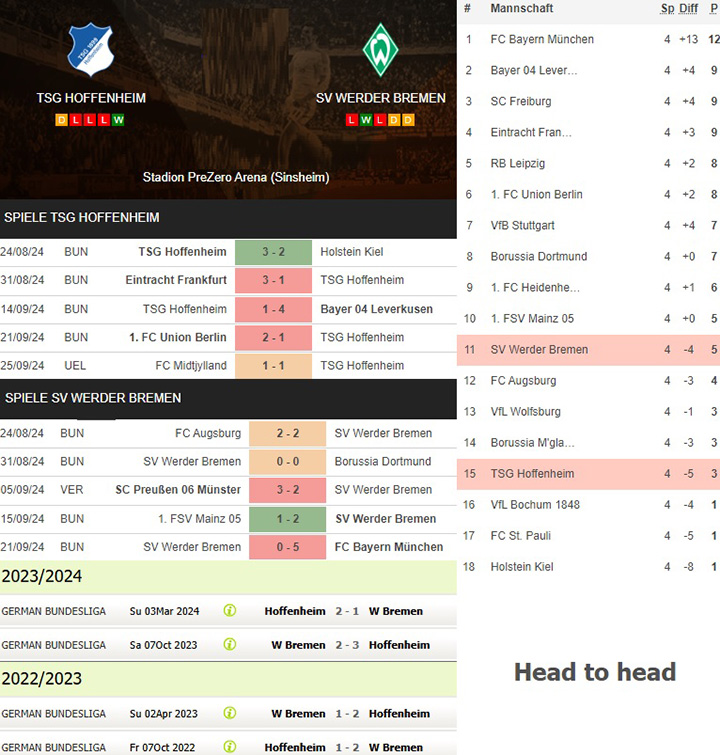 9) tsg hoffenheim vs. sv werder bremen