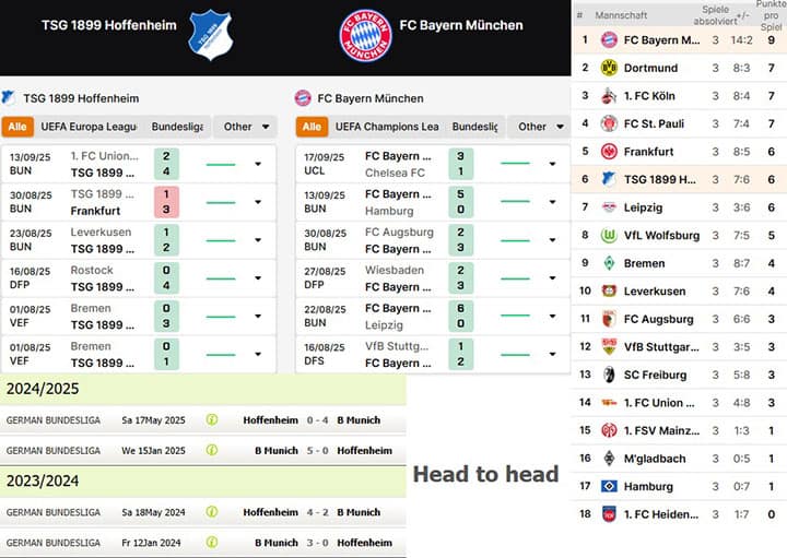 5) tsg 1899 hoffenheim vs. fc bayern münchen